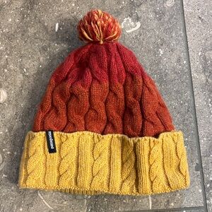 Patagonia Women’s Pom Beanie wool blend orange and gold
